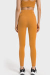 LC265456-P407-S, LC265456-P407-M, LC265456-P407-L, LC265456-P407-XL, Mustard Solid Cross Waistband Workout Leggings