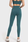 LC265456-P1709-S, LC265456-P1709-M, LC265456-P1709-L, LC265456-P1709-XL, Sea Green Solid Cross Waistband Workout Leggings