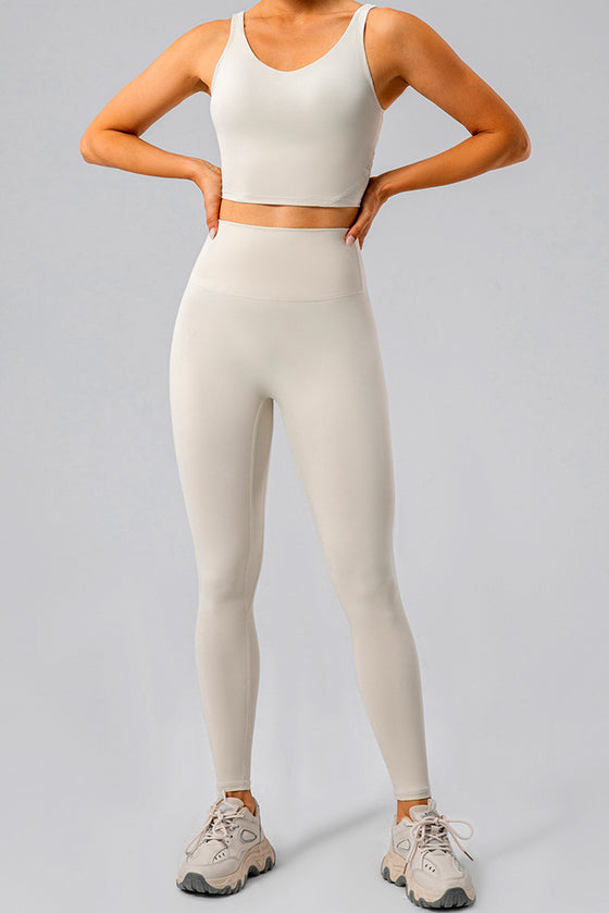 LC265459-P1-S, LC265459-P1-M, LC265459-P1-L, LC265459-P1-XL, White High Waisted Peach Hip Lift Exercise Leggings