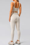 LC265459-P1-S, LC265459-P1-M, LC265459-P1-L, LC265459-P1-XL, White High Waisted Peach Hip Lift Exercise Leggings