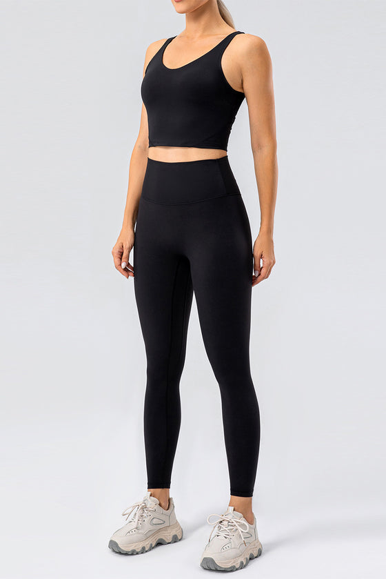 LC265459-P2-S, LC265459-P2-M, LC265459-P2-L, LC265459-P2-XL, Black High Waisted Peach Hip Lift Exercise Leggings
