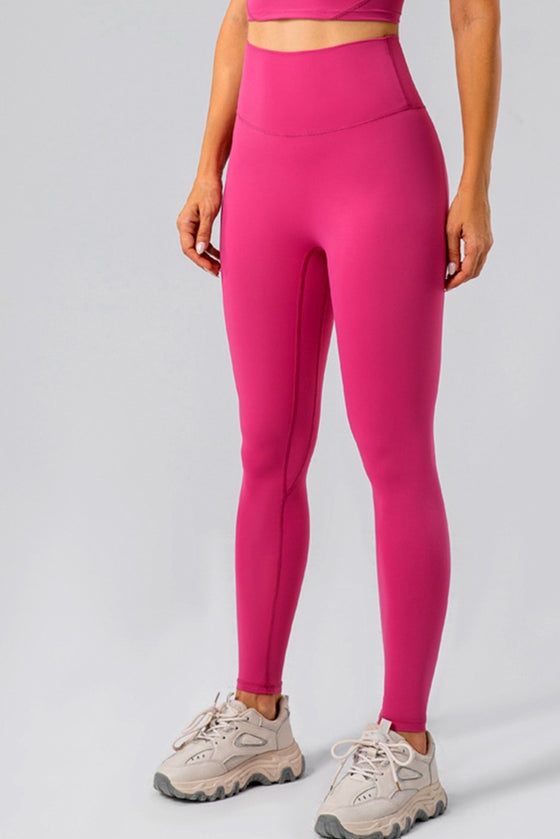 LC265459-P6-S, LC265459-P6-M, LC265459-P6-L, LC265459-P6-XL, Rose Red High Waisted Peach Hip Lift Exercise Leggings