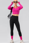LC265459-P6-S, LC265459-P6-M, LC265459-P6-L, LC265459-P6-XL, Rose Red High Waisted Peach Hip Lift Exercise Leggings
