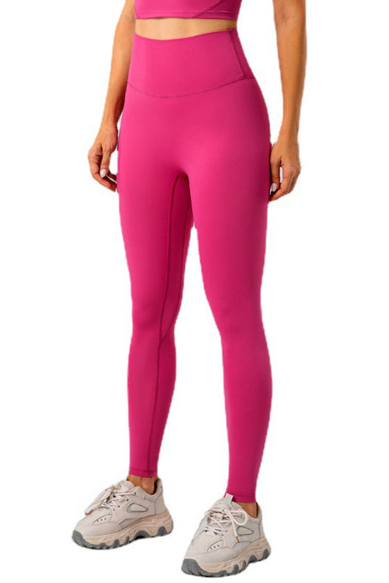 LC265459-P6-S, LC265459-P6-M, LC265459-P6-L, LC265459-P6-XL, Rose Red High Waisted Peach Hip Lift Exercise Leggings