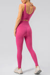 LC265459-P6-S, LC265459-P6-M, LC265459-P6-L, LC265459-P6-XL, Rose Red High Waisted Peach Hip Lift Exercise Leggings