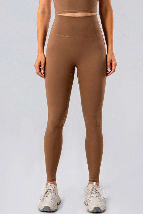 LC265459-P2017-S, LC265459-P2017-M, LC265459-P2017-L, LC265459-P2017-XL, Chestnut High Waisted Peach Hip Lift Exercise Leggings