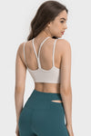LC264668-P1-S, LC264668-P1-M, LC264668-P1-L, LC264668-P1-XL, White Solid Color Strappy Yoga Bra