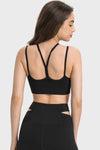 LC264668-P2-S, LC264668-P2-M, LC264668-P2-L, LC264668-P2-XL, Black Solid Color Strappy Yoga Bra