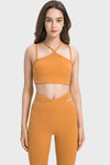 LC264668-P4014-S, LC264668-P4014-M, LC264668-P4014-L, LC264668-P4014-XL, Golden Apricot Solid Color Strappy Yoga Bra