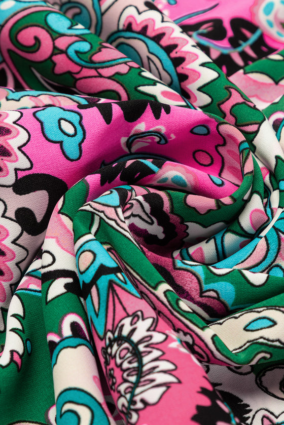 PACK6118499-P122-1, White Boho Paisley Print Ruffle Hem Dress