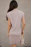 Patch Pocket Ribbed Knit Short Sleeve Sweater Dress