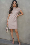 Patch Pocket Ribbed Knit Short Sleeve Sweater Dress