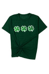 PACK25224607-9-1, Green St Patrick Clover Patch Sequin Graphic T-shirt