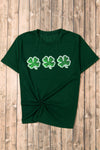 PACK25224607-9-1, Green St Patrick Clover Patch Sequin Graphic T-shirt