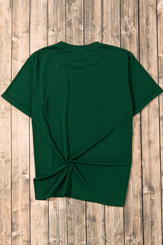 PACK25224607-9-1, Green St Patrick Clover Patch Sequin Graphic T-shirt