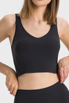 PACK264670-P2-1, Black Solid Color Ribbed V Neck Active Sports Bra