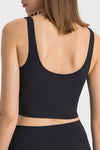 PACK264670-P2-1, Black Solid Color Ribbed V Neck Active Sports Bra