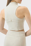 PACK264672-P1-1, White High Neck Sleeveless Zip up Active Crop Top