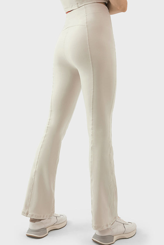 PACK265457-P1-1, White Exposed Seam High Waist Zipped Active Pants