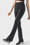 PACK265457-P2-1, Black Exposed Seam High Waist Zipped Active Pants