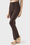 PACK265457-P5017-1, Dark Brown Exposed Seam High Waist Zipped Active Pants