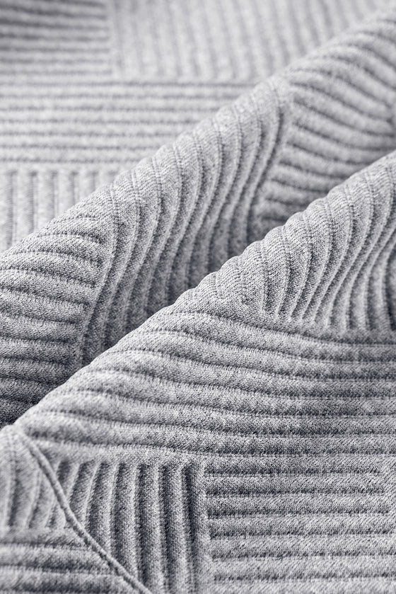 PACK25126467-P1122-1, Gray Textured Contrast Splicing Raglan Sleeve Top