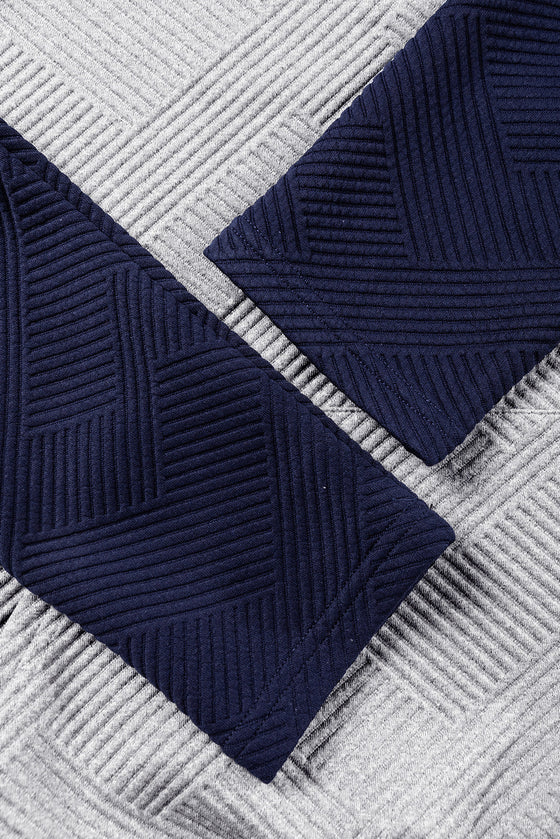 PACK25126467-P1122-1, Gray Textured Contrast Splicing Raglan Sleeve Top