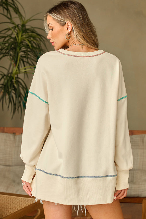 LOVER Color Contrast Seamed Oversized Sweatshirt