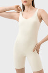 PACK260346-P1-1, White Exposed Stitching Pilates Yoga Jumpsuit