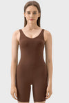 PACK260346-P1017-1, Coffee Exposed Stitching Pilates Yoga Jumpsuit
