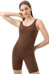 PACK260346-P1017-1, Coffee Exposed Stitching Pilates Yoga Jumpsuit