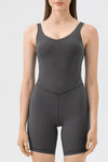 PACK260346-P2011-1, Dark Grey Exposed Stitching Pilates Yoga Jumpsuit