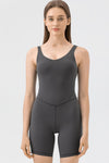 PACK260346-P2011-1, Dark Grey Exposed Stitching Pilates Yoga Jumpsuit
