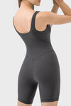 PACK260346-P2011-1, Dark Grey Exposed Stitching Pilates Yoga Jumpsuit