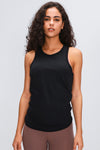 PACK264669-P2-1, Black Solid Color Back Cut Out Knot Active Tank Top