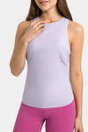 PACK264669-P708-1, Orchid Petal Solid Color Back Cut Out Knot Active Tank Top