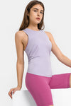 PACK264669-P708-1, Orchid Petal Solid Color Back Cut Out Knot Active Tank Top