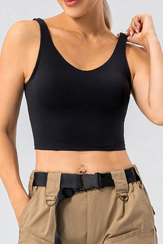 PACK264675-P2-1, Black Solid U Neck Ruched Action Bra