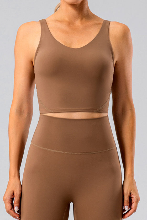 PACK264675-P2017-1, Chestnut Solid U Neck Ruched Action Bra