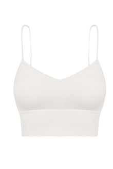  PACK264684-P1-1, White Solid Spaghetti Straps V Neck Yoga Bra