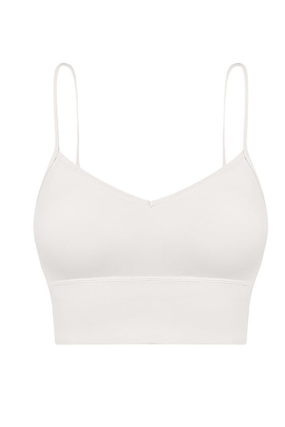 PACK264684-P1-1, White Solid Spaghetti Straps V Neck Yoga Bra