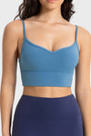 PACK264684-P205-1, Sky Blue Solid Spaghetti Straps V Neck Yoga Bra