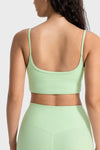 PACK264684-P809-1, Light Green Solid Spaghetti Straps V Neck Yoga Bra