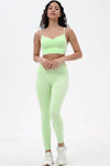 PACK264684-P809-1, Light Green Solid Spaghetti Straps V Neck Yoga Bra
