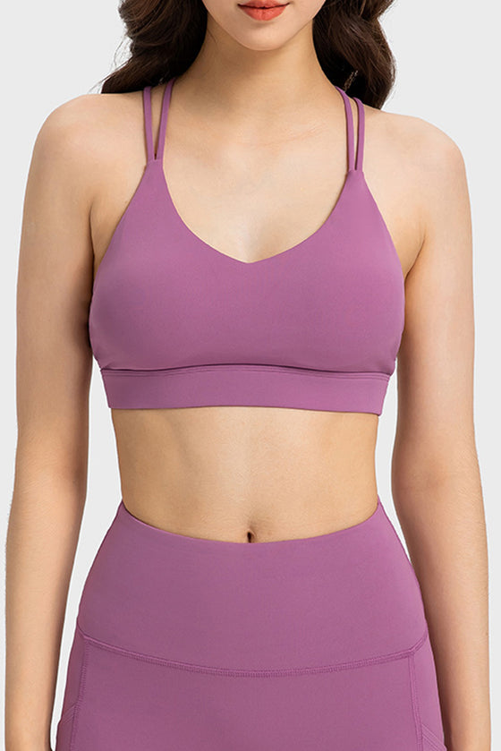 PACK264685-P308-1, Valerian Solid Color Strappy Criss Cross Back Active Sports Bra