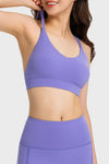 PACK264685-P408-1, Lilac Solid Color Strappy Criss Cross Back Active Sports Bra