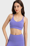 PACK264685-P408-1, Lilac Solid Color Strappy Criss Cross Back Active Sports Bra