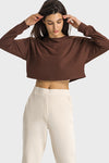 PACK264686-P1017-1, Coffee Solid Color Quick Dry Long Sleeve Active Top