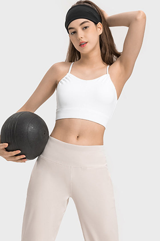 PACK264688-P1-1, White Spaghetti Straps Lift Up Active Bra
