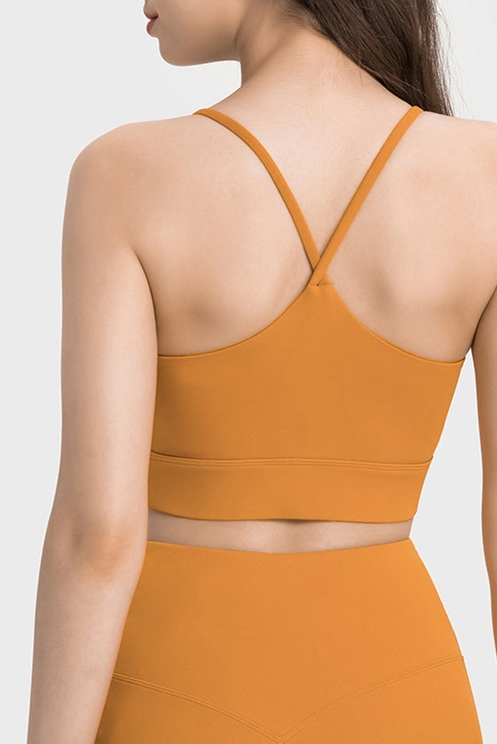 PACK264688-P7014-1, Russet Orange Spaghetti Straps Lift Up Active Bra